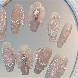 diamond pink nails
